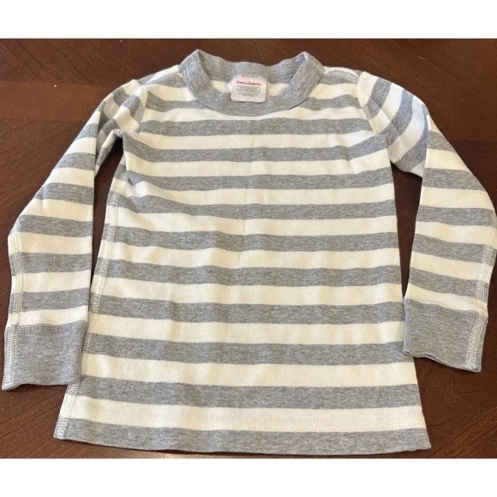 Hanna Andersson‎ Striped White Grey PJ Set Size 90 US 3